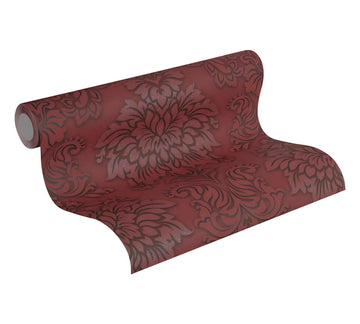 Papier peint baroque Profhome 368983-GU papier peint intissé légèrement texturé au style baroque scintillant rouge argent noir 5,33 m2