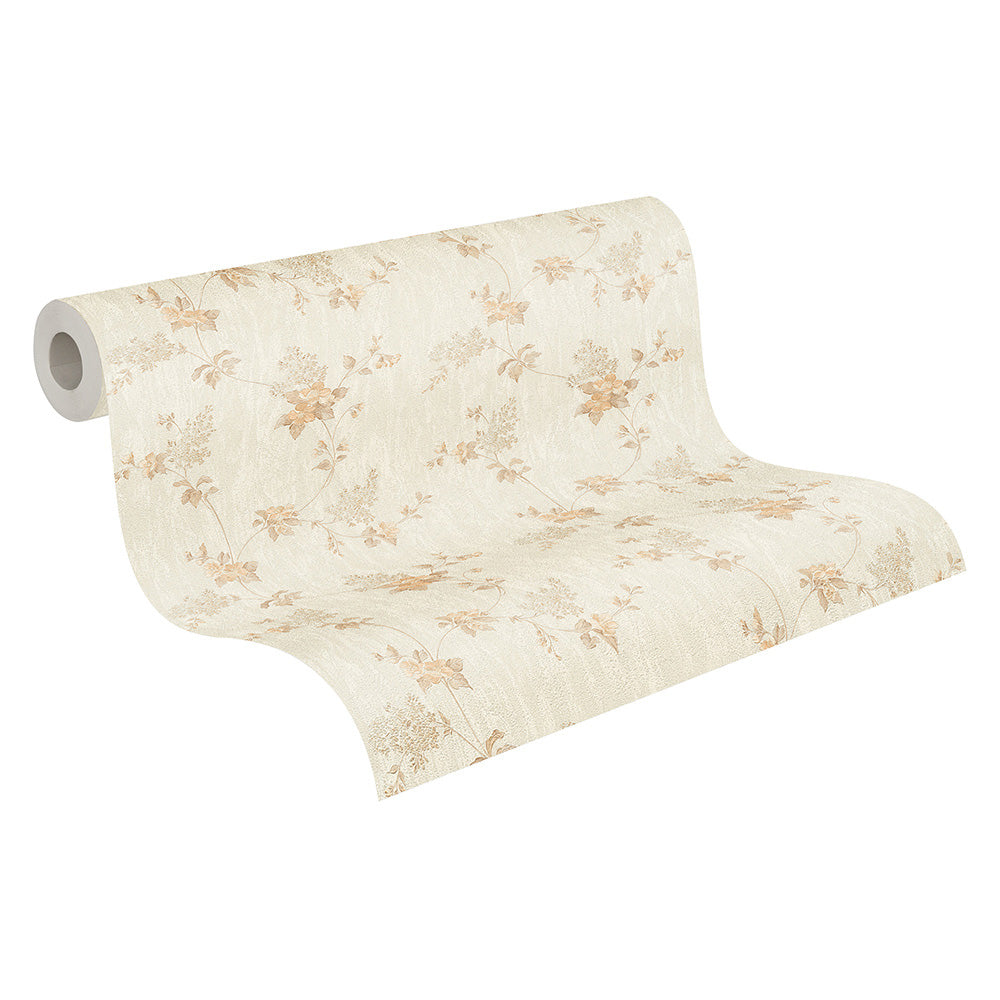 Papier peint floral profhome 372529-gu papier peint vinyle légèrement texturé avec un dessin floral mat beige blanc-crème blanc 533 m2 - 0
