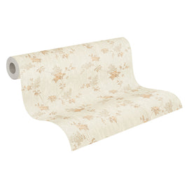 Papier peint floral profhome 372529-gu papier peint vinyle légèrement texturé avec un dessin floral mat beige blanc-crème blanc 533 m2