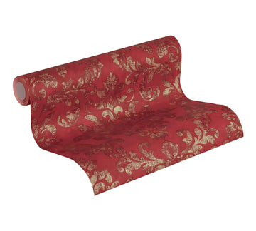 Papier peint baroque Profhome 374131-GU papier peint intissé légèrement texturé au style baroque brillant rouge or 5,33 m2