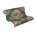 Papier peint baroque Profhome 379011-GU papier peint intissé légèrement texturé au style baroque mat vert or 5,33 m2-2