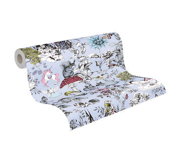 Papier peint floral Profhome 381202-GU papier peint intissé légèrement texturé avec un dessin floral mat bleu noir blanc rouge 5,33 m2 - 0