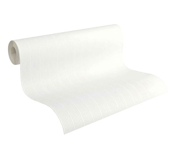 Papier peint à rayures Profhome 644916-GU papier peint intissé à peindre texturé avec des rayures mat blanc 5,33 m2