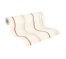 Papier peint à rayures Profhome 958731-GU papier peint intissé texturé avec des rayures mat crème rouge beige 5,33 m2-2