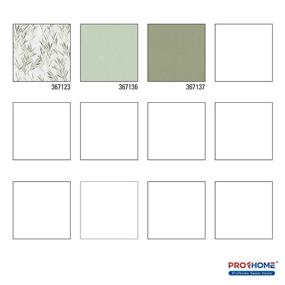 Papier peint floral Profhome 367123-GU papier peint intissé légèrement texturé avec des ornements floraux mat vert blanc 5,33 m2