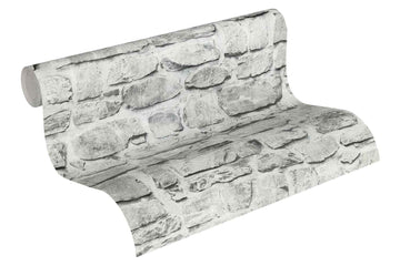 Papier peint aspect pierre carrelage Profhome 363701-GU papier peint intissé lisse avec un dessin nature mat gris beige 5,33 m2