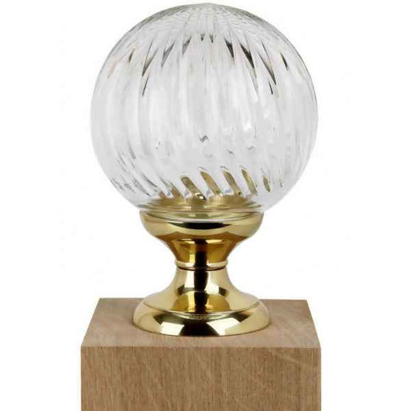 Boule de rampe haut de gamme BOWL CRISTAL – Laiton poli et cristal torsadé