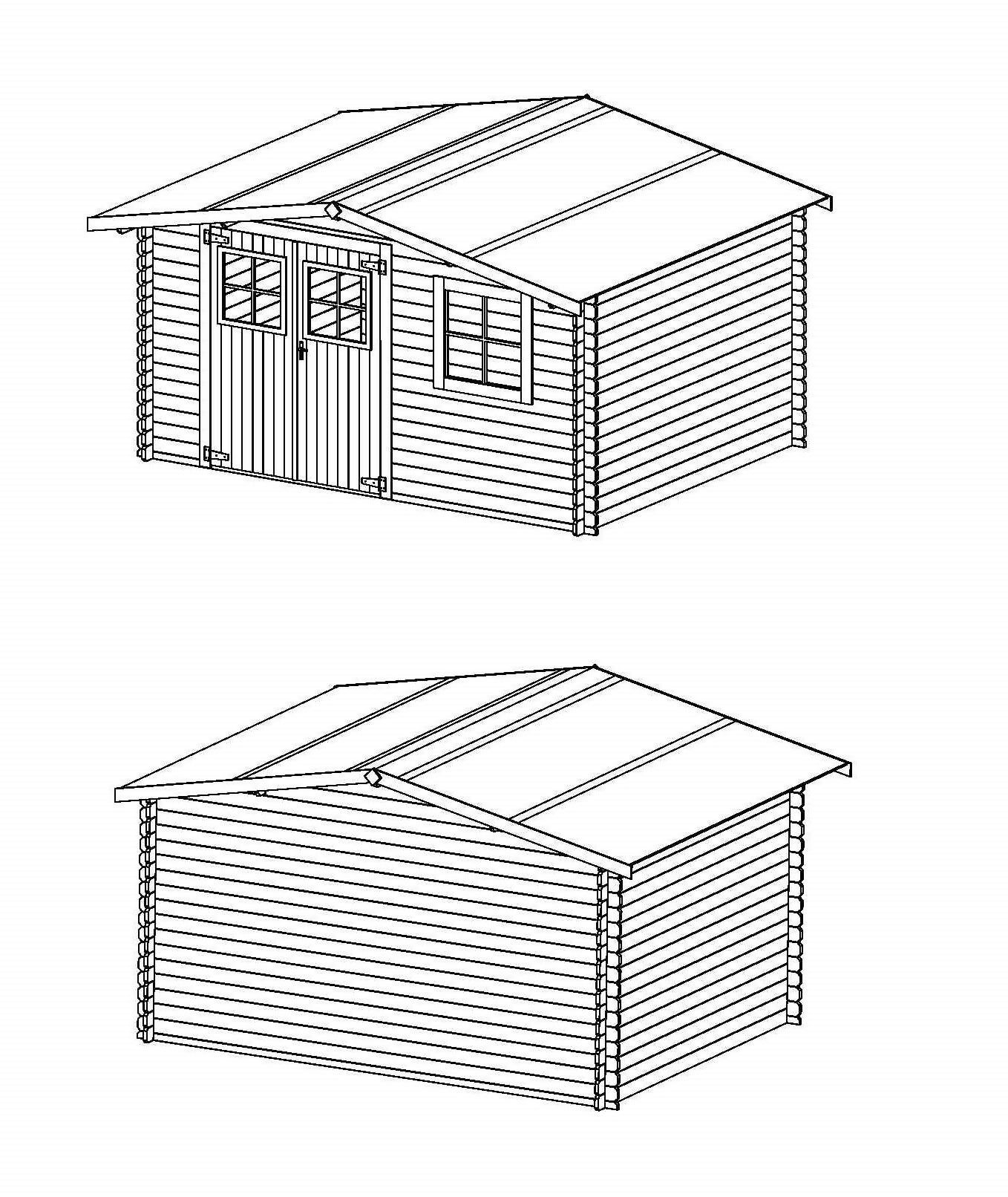 Abri de jardin en bois surface utile 99m² 388x298x235cm int021/ineksa