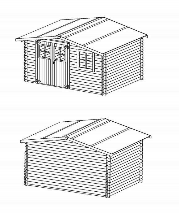 Abri de jardin en bois surface utile 99m² 388x298x235cm int021/ineksa
