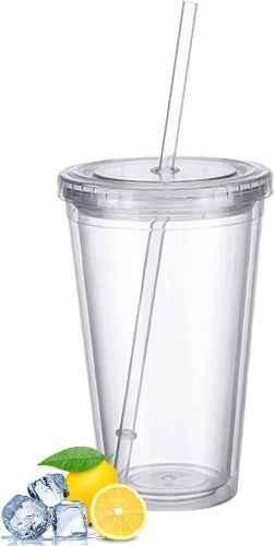 Retour client Ecost, gobelets en plastique réutilisables, gobelet transparent à double paroi avec paille, Reu