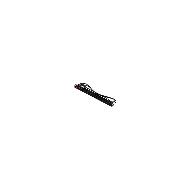 Bloc multiprise Qoltec 53996 pour rack 19" | 1U | 16A | PDU | 8xFRENCH | 2m