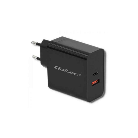 Chargeur secteur | 63W | 5-20 V | 1,5-3A | USB Type-C PD | USB QC3.0 | Noir