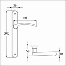 2 poignées de porte sur plaque EVA, Sans trou pour pièce à vivre, Finition aluminium blanc, Entraxe standard 195 mm-5
