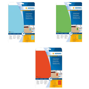 Herma Removable Coloured Labels A4 20pc (210x297mm) - 0