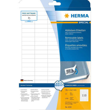 Herma Removable Labels A4 38.1mm 25pc (White) - 0