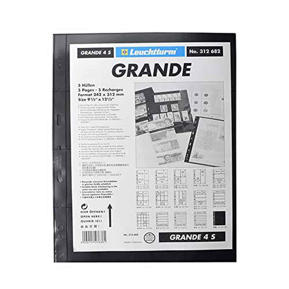 Leuchtturm Grande Plastic Pocket Sheets 5pk (Black)