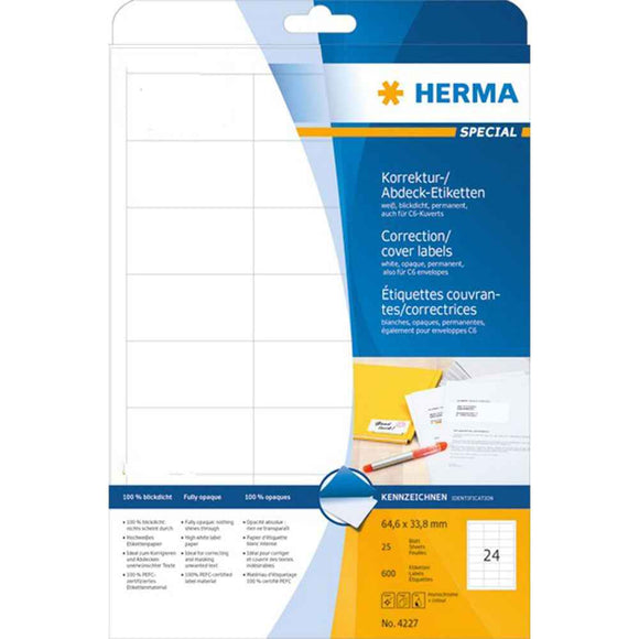 Herma Opaque Correction Labels A4 25pc White