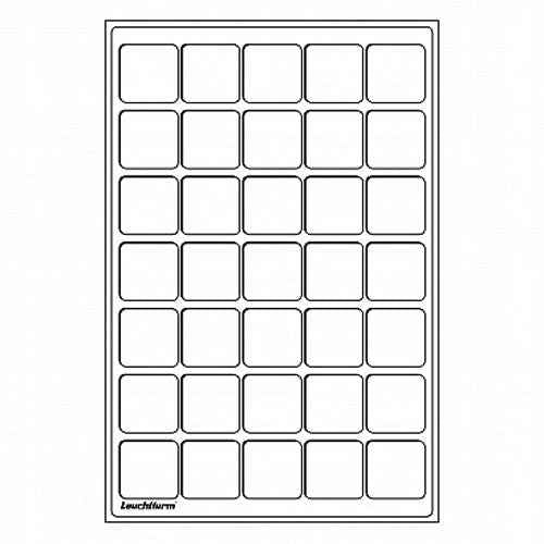 Leuchtturm Square-Spaced 35pc 39mm Coin Tray L 2pk