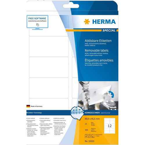 Herma Removable Labels A4 88.9mm 25pc (White)