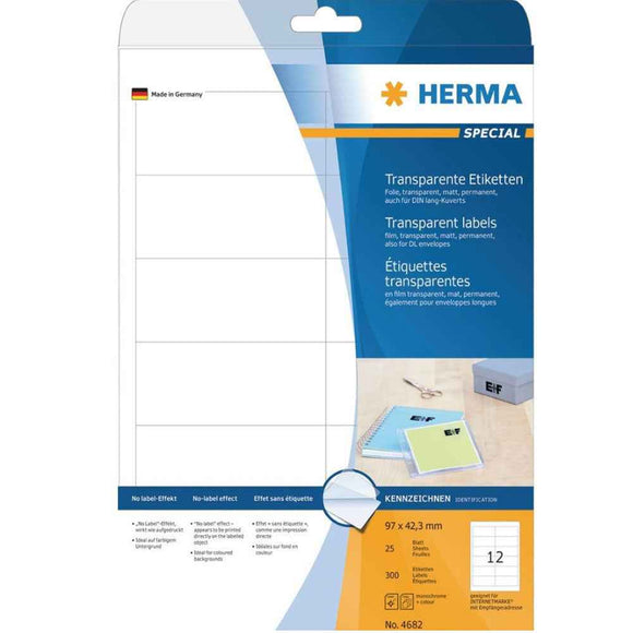 Herma Transparent Matte Labels A4 25pc