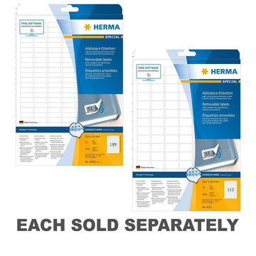Herma Removable Labels A4 25.4mm 25pc (White)