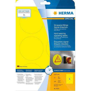 Herma Round Hard-Wearing Signalling Labels (Yellow)