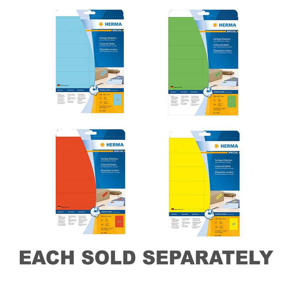Herma Removable Coloured Labels A4 20pc (105x42.3mm)