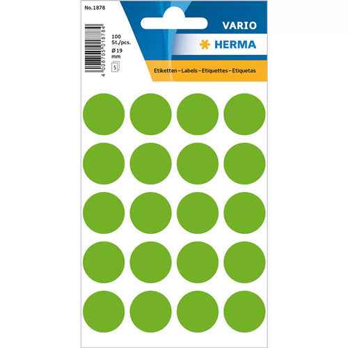 Herma Luminous Round Sticker Labels (Green)