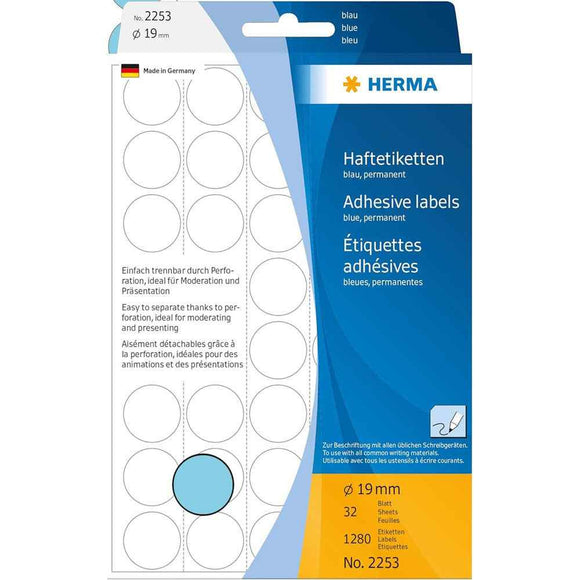 Herma Coloured Adhesive Dot Labels (Blue)