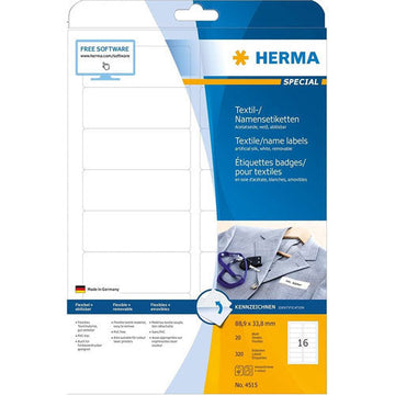 Herma Name/Textile Labels A4 White (88.9x33.8mm) - 0