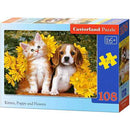 Castorland Kitten Puppy and Flowers Jigsaw Puzzle 108pcs
