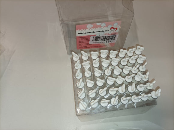 Ecost Customer Return, Wedding Soap Bubbles Filled with 5ml Liquid 48 Tubes with Heart Handle, each