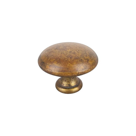 Bouton de meuble BOULE, finition laiton rouille