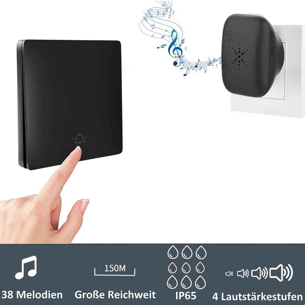 Kit sonnette sans fil et sans pile écologique - SonnEco 11 - Noir
