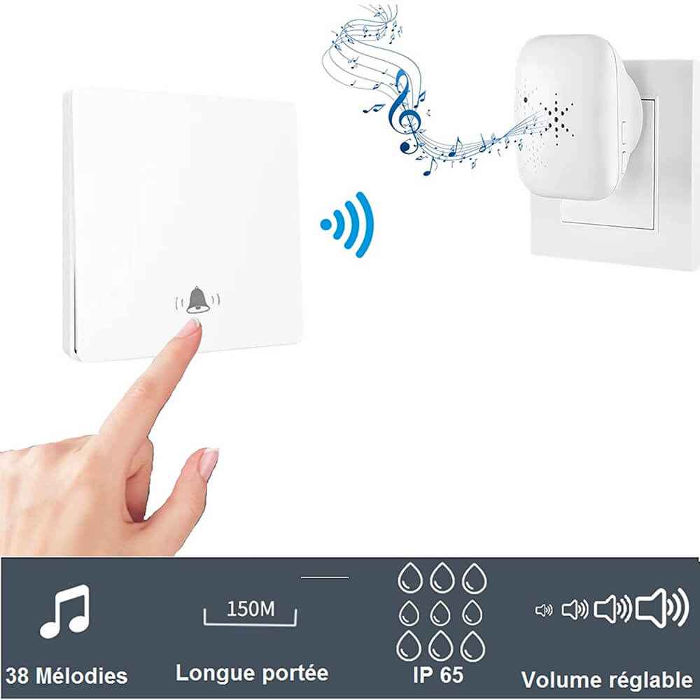 Kit sonnette sans fil et sans pile écologique – SonnEco 12 – Blanc