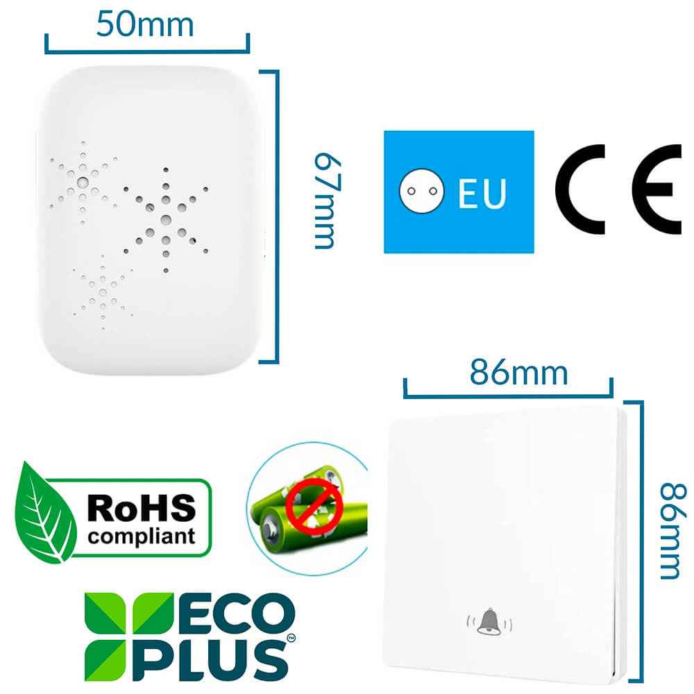 Kit sonnette sans fil et sans pile écologique – SonnEco 12 – Blanc