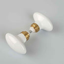 2 boutons de porte style Classique Chic en Porcelaine blanc avec Embase dorée, Carré 6 et 7 mm, modèle OLIVE