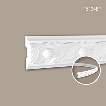 Cimaise 151348F Profhome Moulure décorative flexible style Rococo-Baroque blanc 2 m - 0