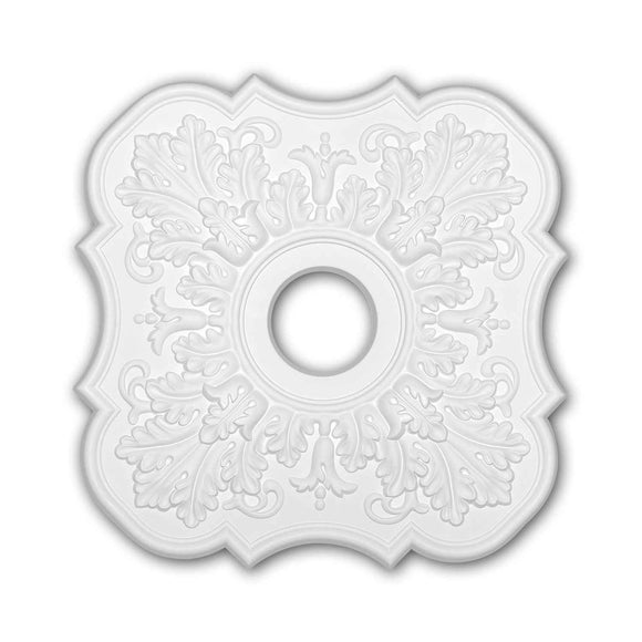 Rosace 156053 Profhome Élement décorative Élement pour plafond polyuréthane style Néo-Classicisme blanc 52,2 x 52,2 cm