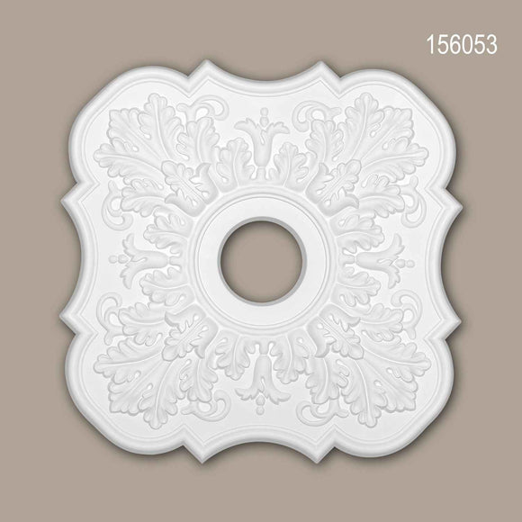 Rosace 156053 Profhome Élement décorative Élement pour plafond polyuréthane style Néo-Classicisme blanc 52,2 x 52,2 cm