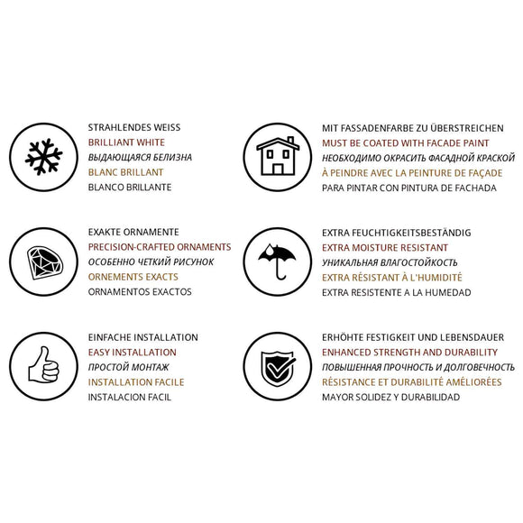 Pièce-raccord angle interne Profhome 401221 Moulure exterieure Élement angulaire Élément de façade style Néo-Classicisme blanc