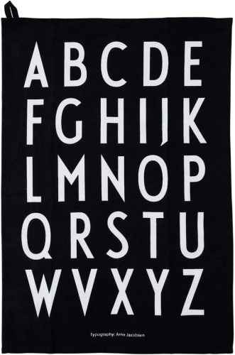 Ecost customer return Design Letters Classic Tea Towel (Black) 100% Cotton, OekoTex Cert