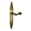 2 poignées de porte sur plaque SULLY, Sans trou pour pièce à vivre, Finition laiton patiné aspect vieilli, Entraxe standard 195 mm