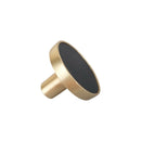 Bouton de meuble LEDER, Finition métal doré et cuir