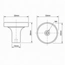 Schéma technique de Bouton de meuble LEDER, Finition métal chrome et cuir