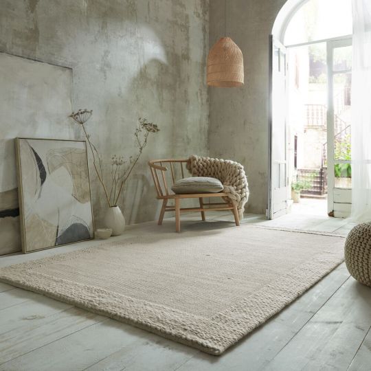 Tapis de salon design tressé en laine pilat
