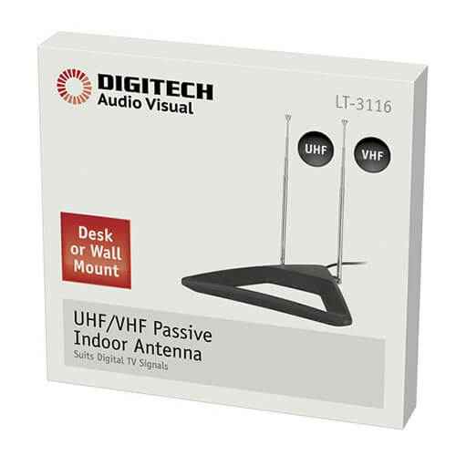 Antenne TV Intérieure Passive UHF/VHF Lapin Bureau ou Murale