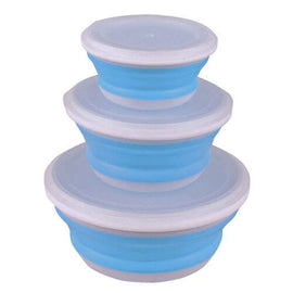 3 Piece Collapsible Foldable Bowl Set with Lids - 0