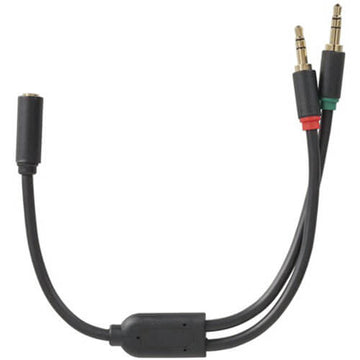 3.5mm 4 Pole to 2 Plug 250mm Audio Lead Socket - 0