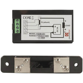 Power Meter w/ Built-In Shunt & LCD Disp (100A 6.5-100V DC) - 0